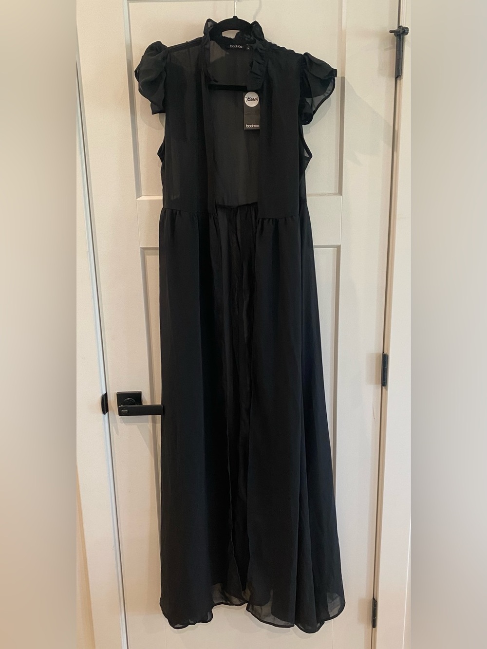 NWT Maxi Ruffle Trim Kimono Top Black